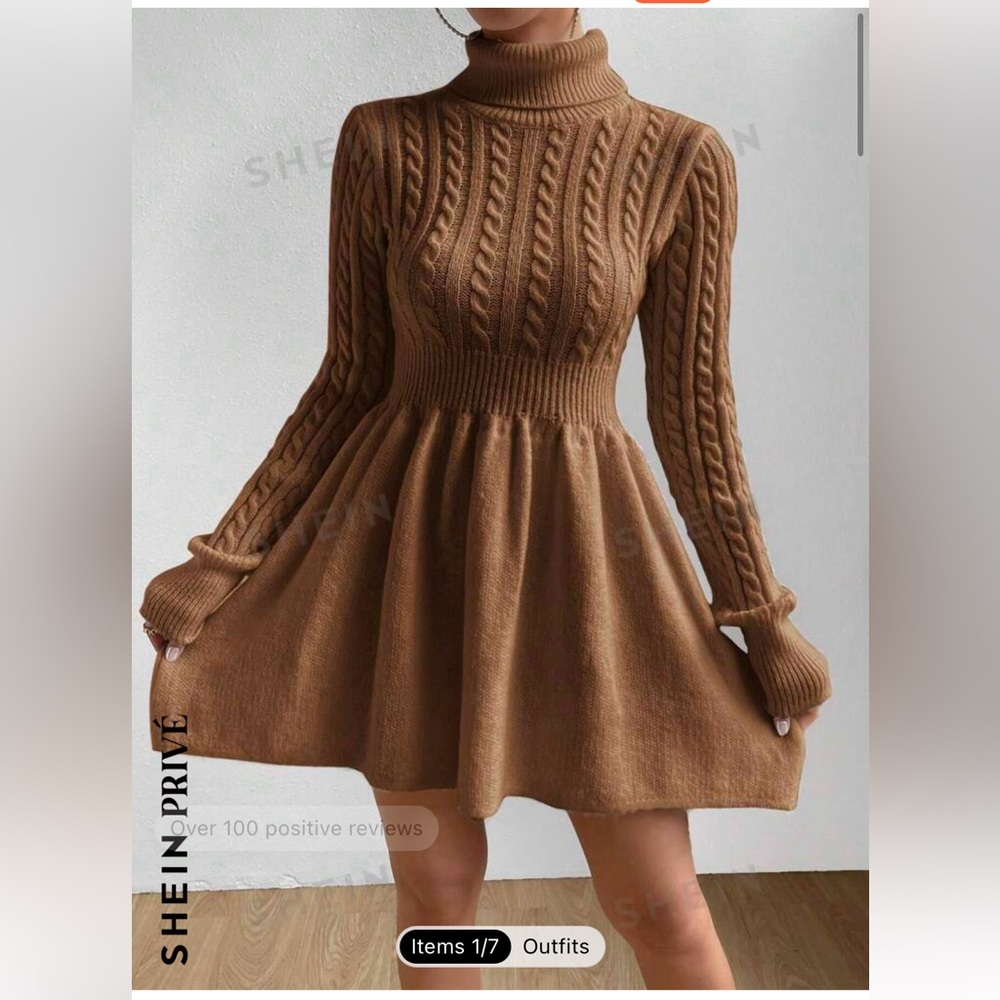 3/30$ Brown Knit Dress